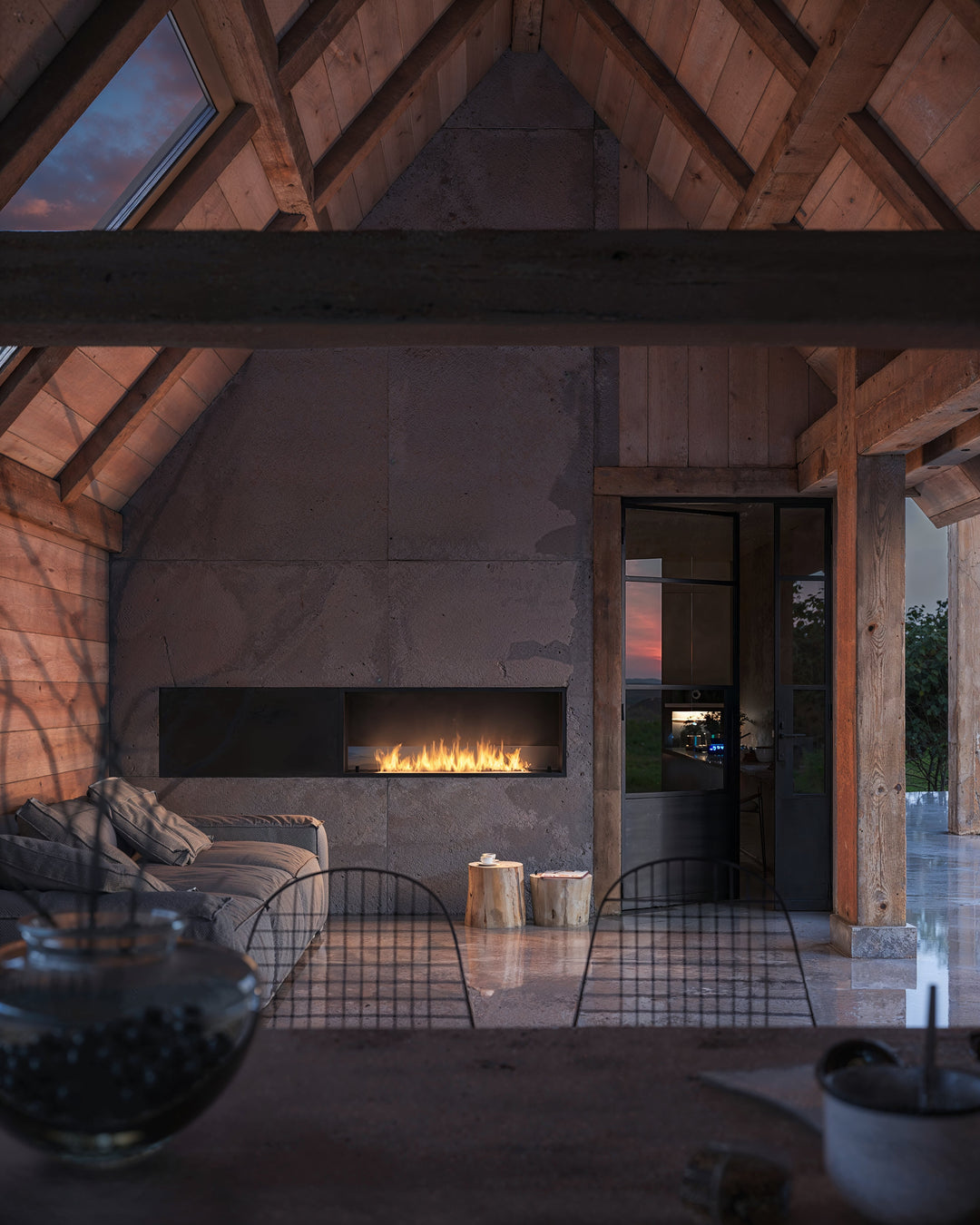 bioethanol-einbaukamin-ethanolkamin-einbau-infire-inside-black-slim-1200-wohnwand-dachgeschoss-holzbalken-cozy