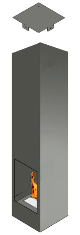 bioethanol-haengekamin-decke-deckenmontage-ethanolkamin-marsili-1side-viereckig-seidenmatt-schwarz-mit-glas-3d-modell-mit-befestigungsmanschette-mit-flammen