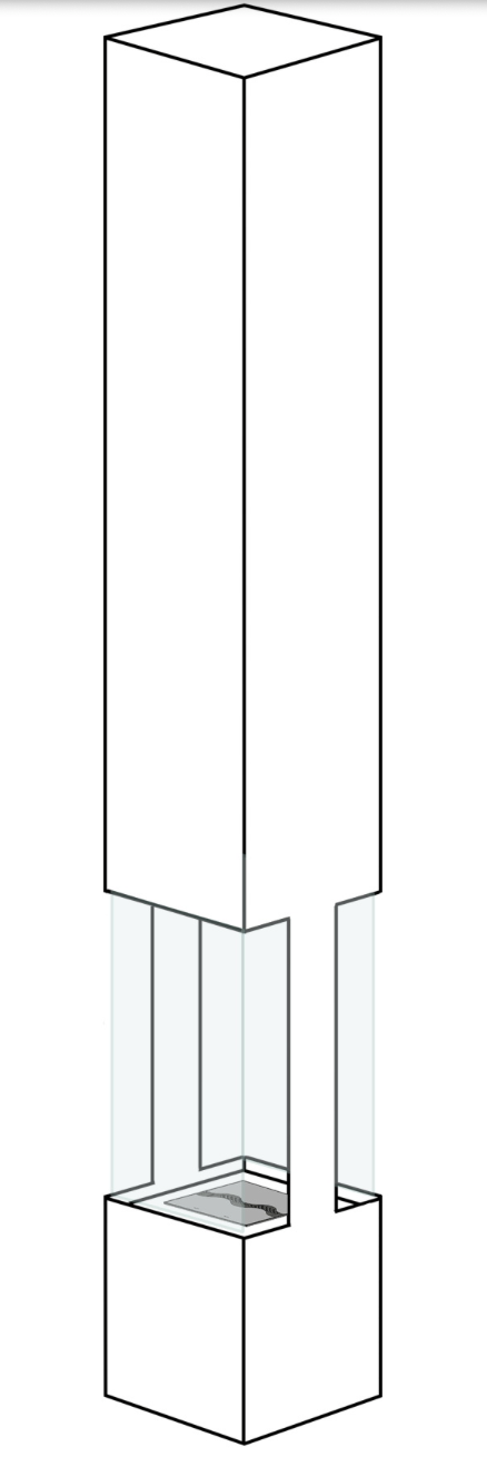 bioethanol-haengekamin-decke-deckenmontage-ethanolkamin-marsili-2side-viereckig-seidenmatt-schwarz-3d-modell-technische-skizze-mit-glas-schwarz-weiss