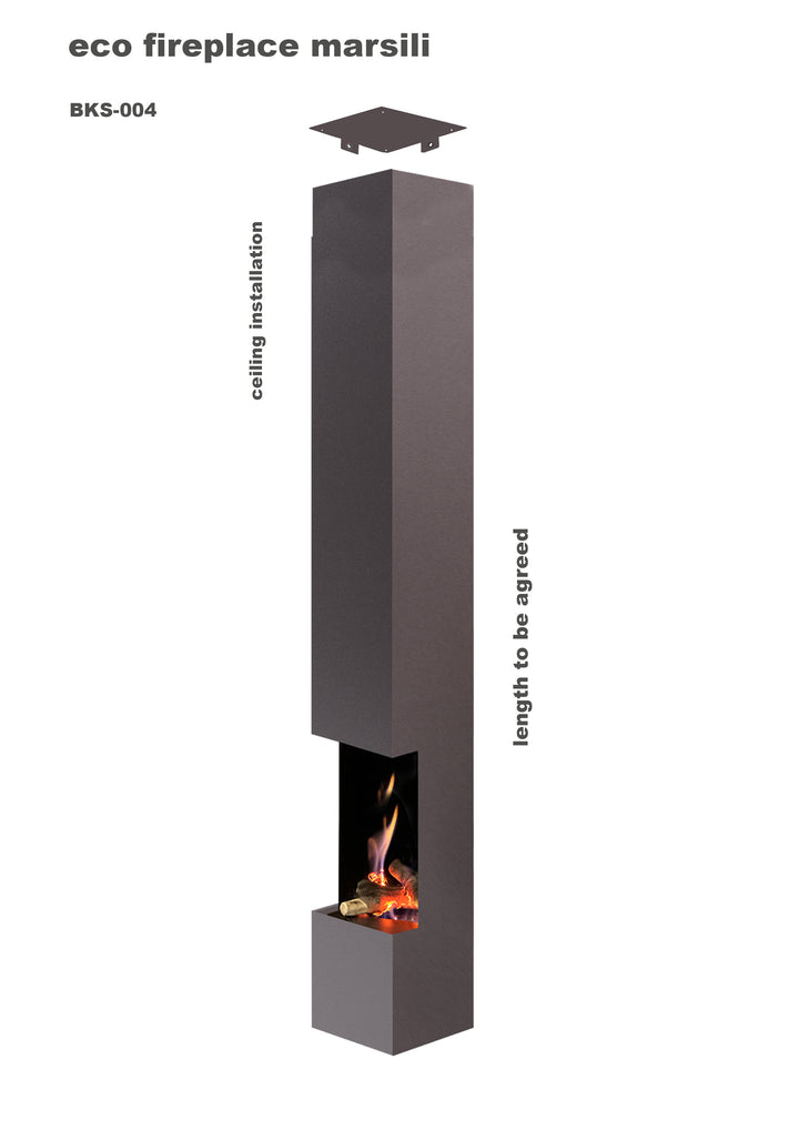 bioethanol-haengekamin-decke-deckenmontage-ethanolkamin-marsili-3side-viereckig-seidenmatt-schwarz-mit-flammen-mit-keramik-holzscheitel-befestigungsmanschette