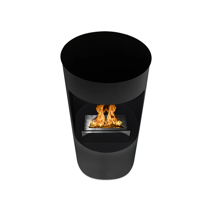 bioethanol-standkamin-lecco-schwarz-rund-mit-glas-bodenkamin-draufsicht-ethanolkamin